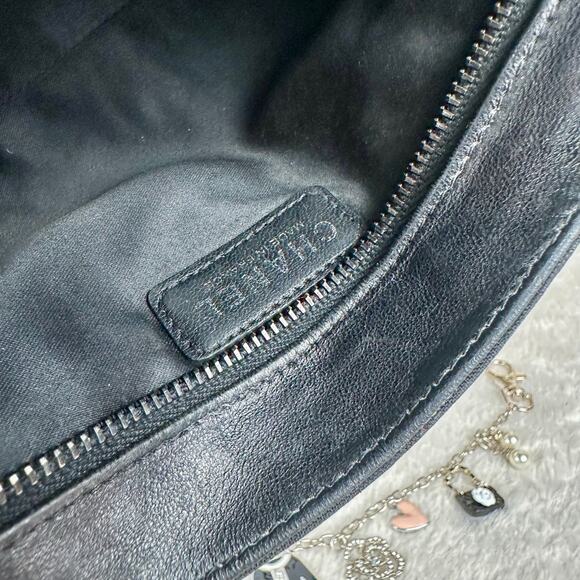 CHANEL Black Canvas New Travel Line Pouch wristlet, Crossbody Bag with Chains - Picture 12 of 16